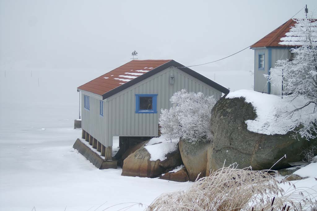 vinter hus hav